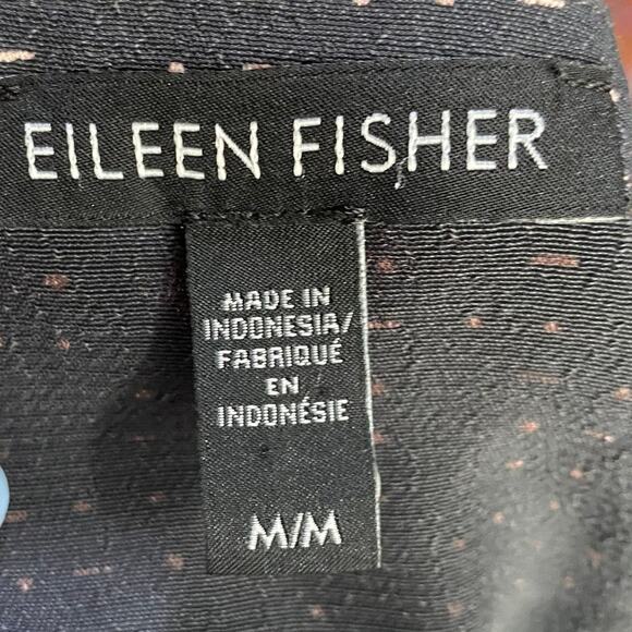 Eileen Fisher Mini Shift Dress Morse Code Print Lyocell Viscose Gray White M - Picture 6 of 7